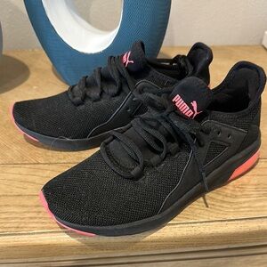 Puma Black and Pink Athletic Sneakers